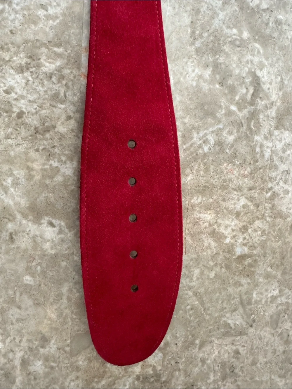 Donna Karan Red Suede Vintage Statement Belt withGold-Tone Buckle Size Small